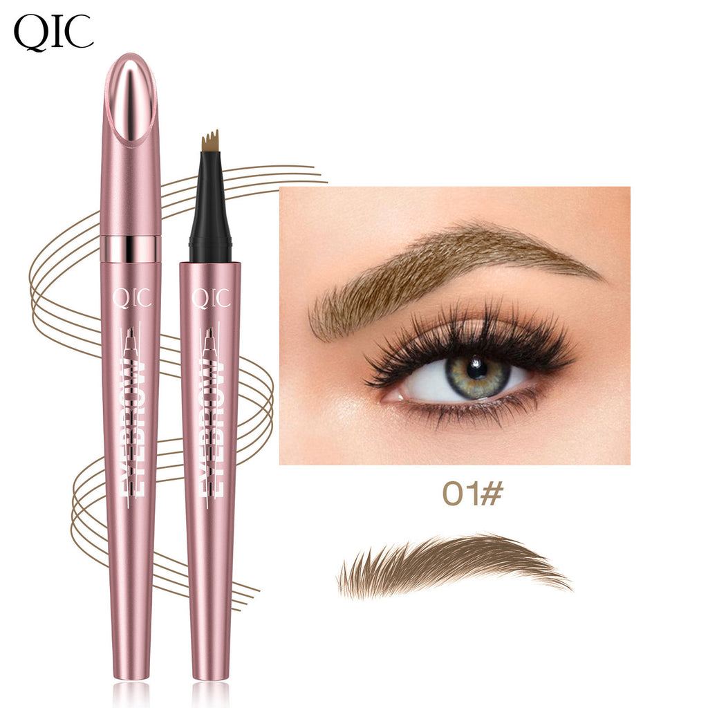 4-Tip Microblading Eyebrow Pen | Waterproof & Sweatproof Liquid Brow Pencil for Natural Hair-Like Brows