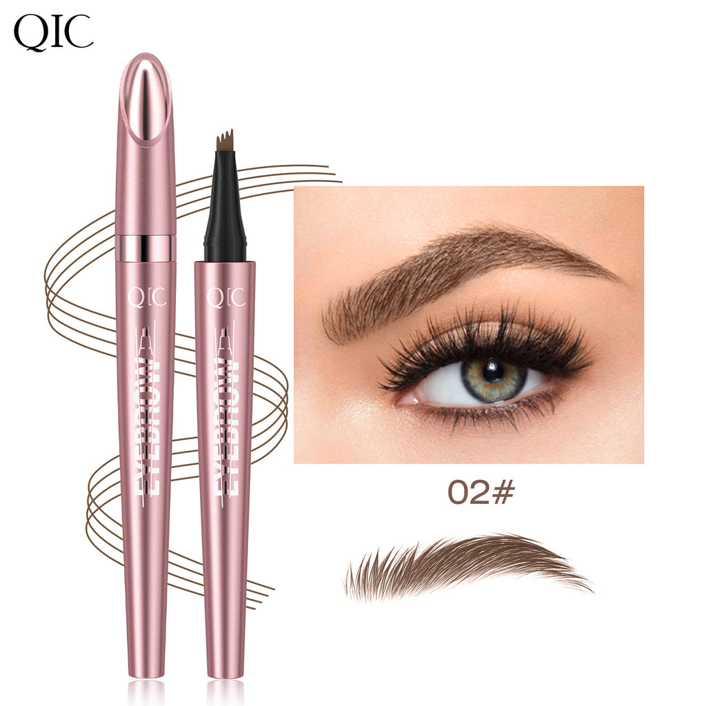 4-Tip Microblading Eyebrow Pen | Waterproof & Sweatproof Liquid Brow Pencil for Natural Hair-Like Brows