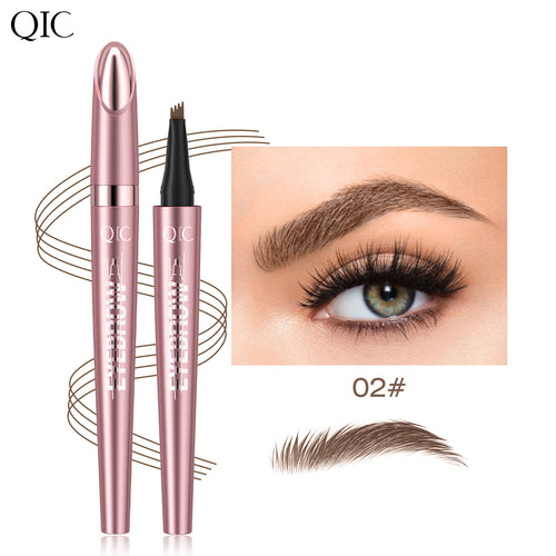 4-Tip Microblading Eyebrow Pen | Waterproof & Sweatproof Liquid Brow Pencil for Natural Hair-Like Brows