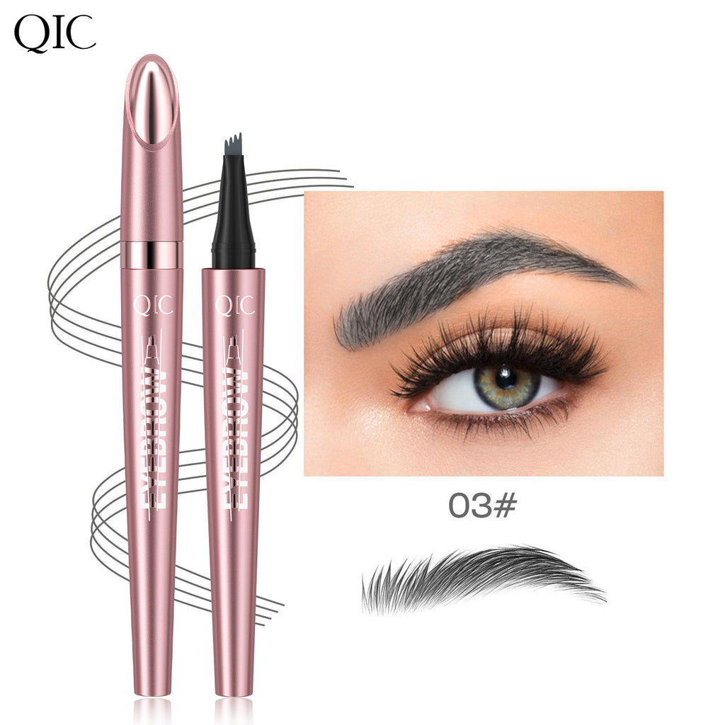 4-Tip Microblading Eyebrow Pen | Waterproof & Sweatproof Liquid Brow Pencil for Natural Hair-Like Brows