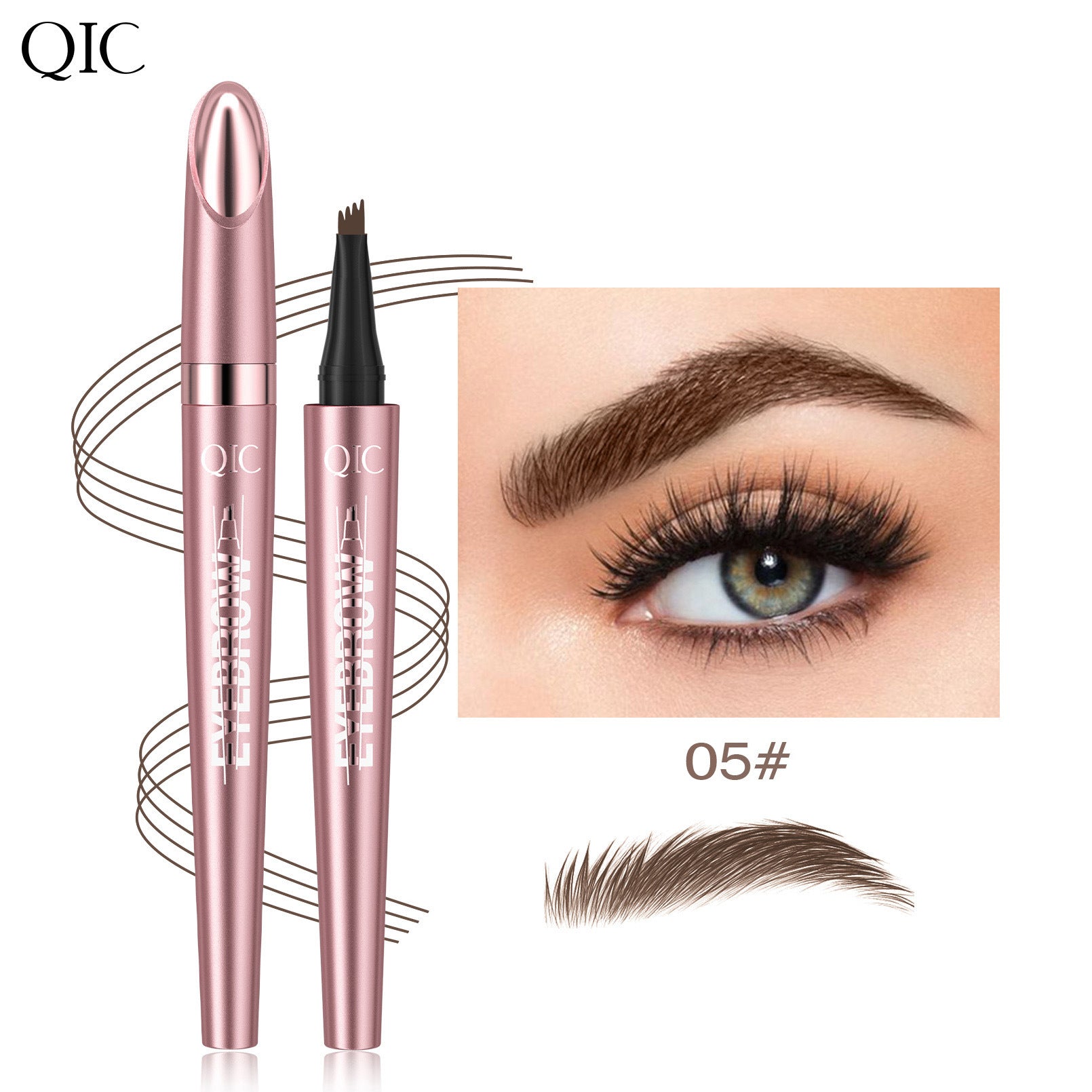 4-Tip Microblading Eyebrow Pen | Waterproof & Sweatproof Liquid Brow Pencil for Natural Hair-Like Brows
