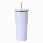 304 Stainless Steel Insulated Coffee Tumbler with Straw | Double Wall Vacuum Car Travel Mug with Gold Rim