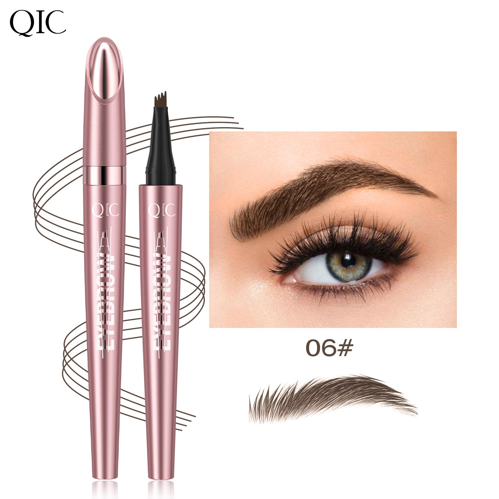 4-Tip Microblading Eyebrow Pen | Waterproof & Sweatproof Liquid Brow Pencil for Natural Hair-Like Brows
