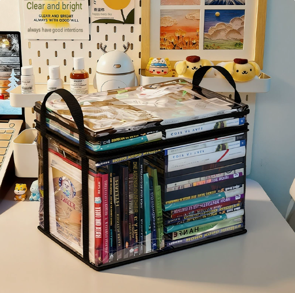 Clear Book Storage Box (Large Capacity)