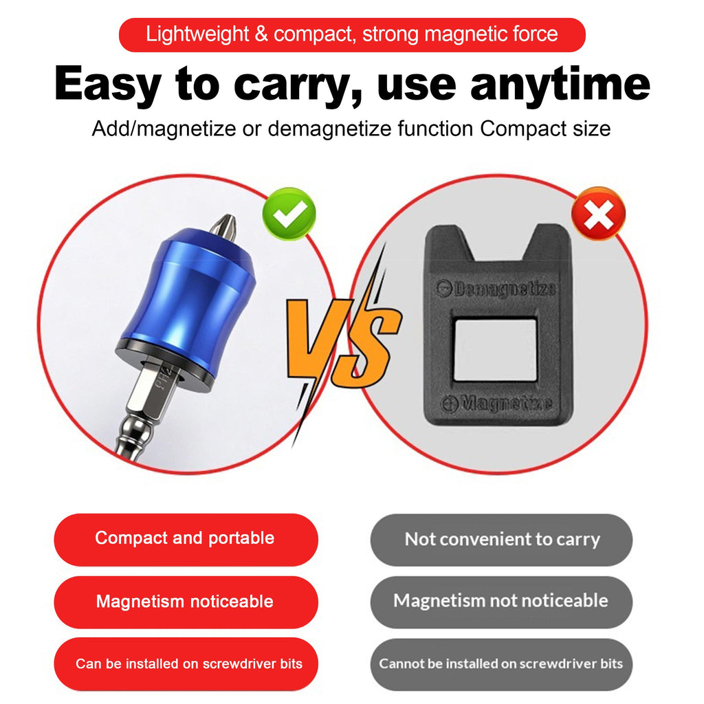Aluminum Alloy Magnetic Bit Magnetizer/Demagnetizer | Strong Magnetic Screwdriver Bit Holder & Enhancer