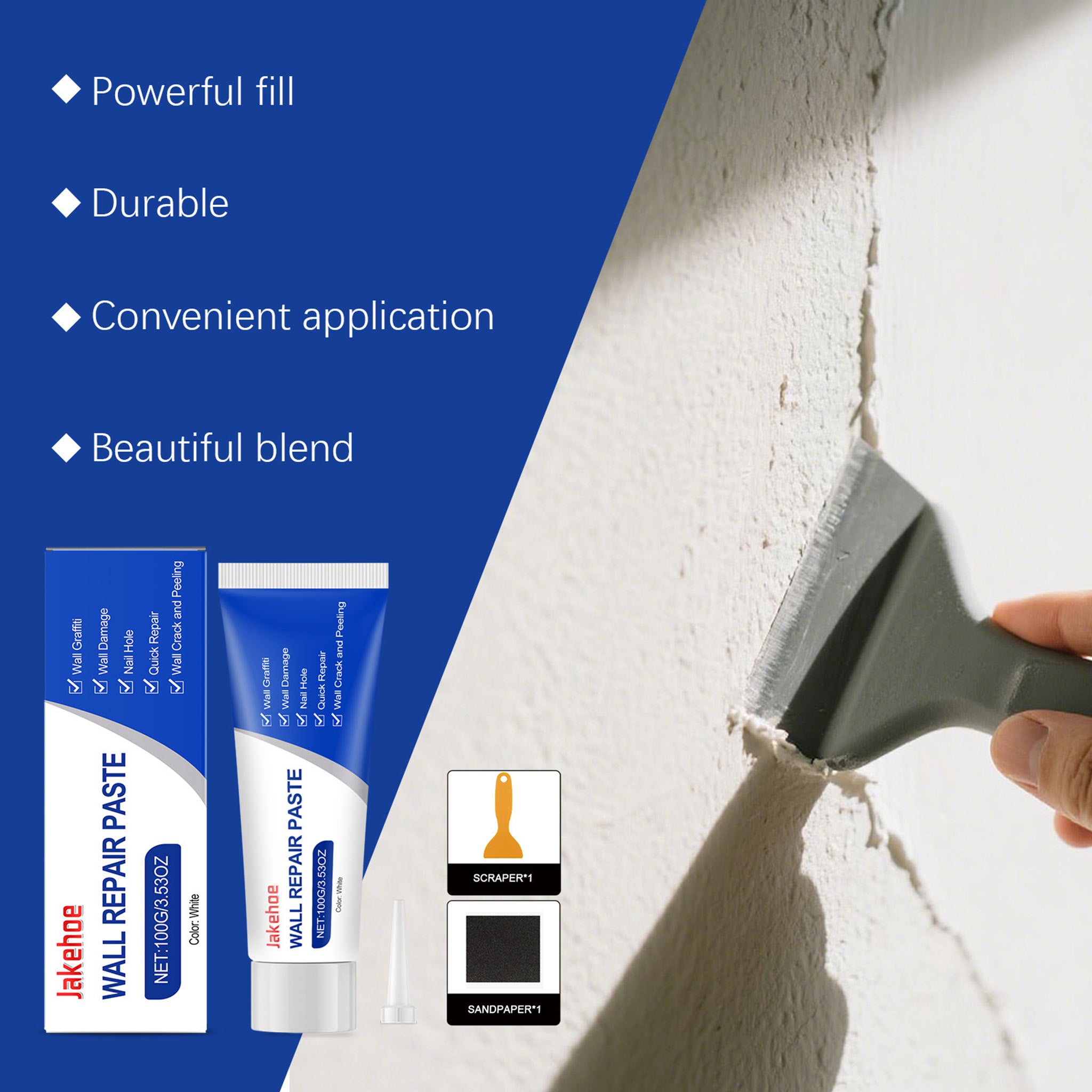 Jakehoe Wall Care Kit: Home Wall Stains & Graffiti Renovation, Paint Peeling & Crack Repair Cream