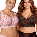 Full-Coverage Leopard Print Seamless Push-Up Bra