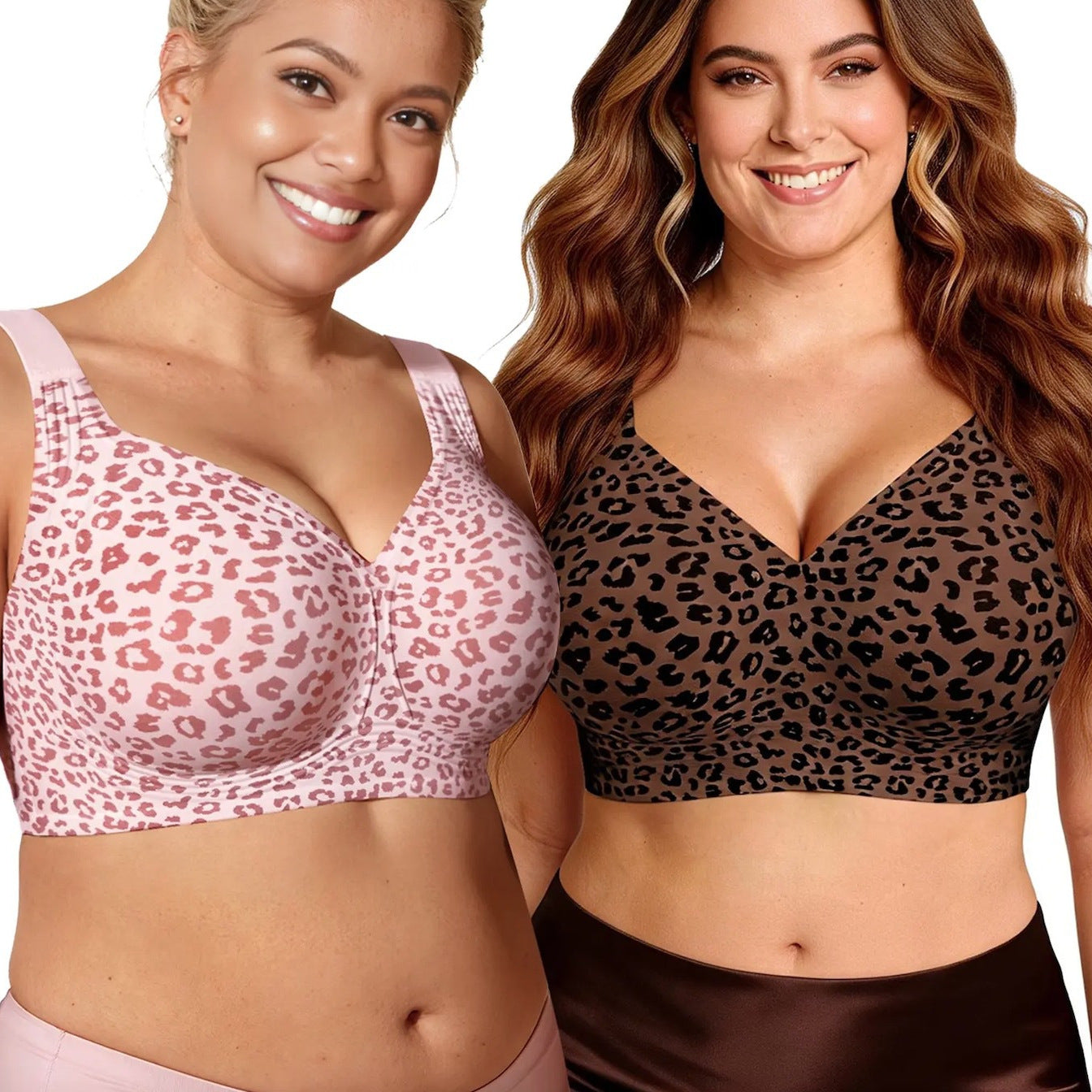 Full-Coverage Leopard Print Seamless Push-Up Bra