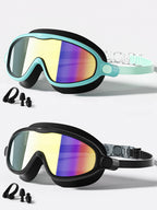 Kids Swimming Goggles with Large Frame | Silicone Waterproof Anti-Fog Swim Goggles for Boys & Girls | Clear Vision New Design