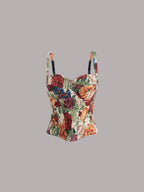 Women’s Floral Boned Corset Top | Slimming Waist Shapewear Bustier Camisole | Fashion Outerwear Crop Top