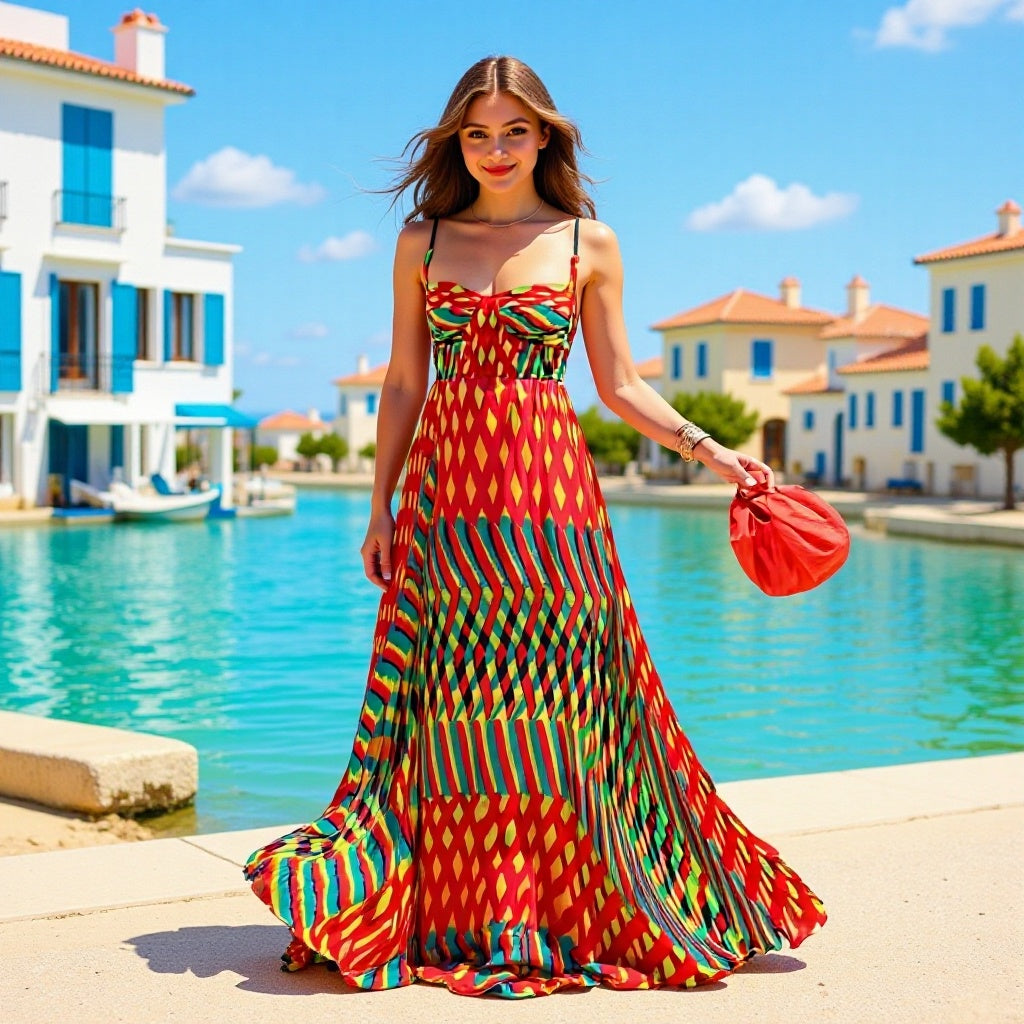Women's Summer Printed Spaghetti Strap Dress | Elegant Fashion Sleeveless Sundress