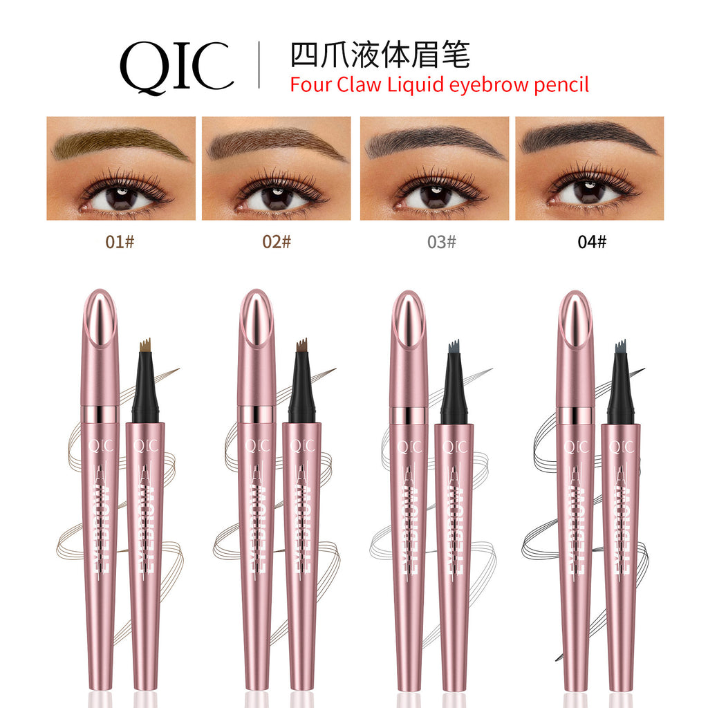 4-Tip Microblading Eyebrow Pen | Waterproof & Sweatproof Liquid Brow Pencil for Natural Hair-Like Brows