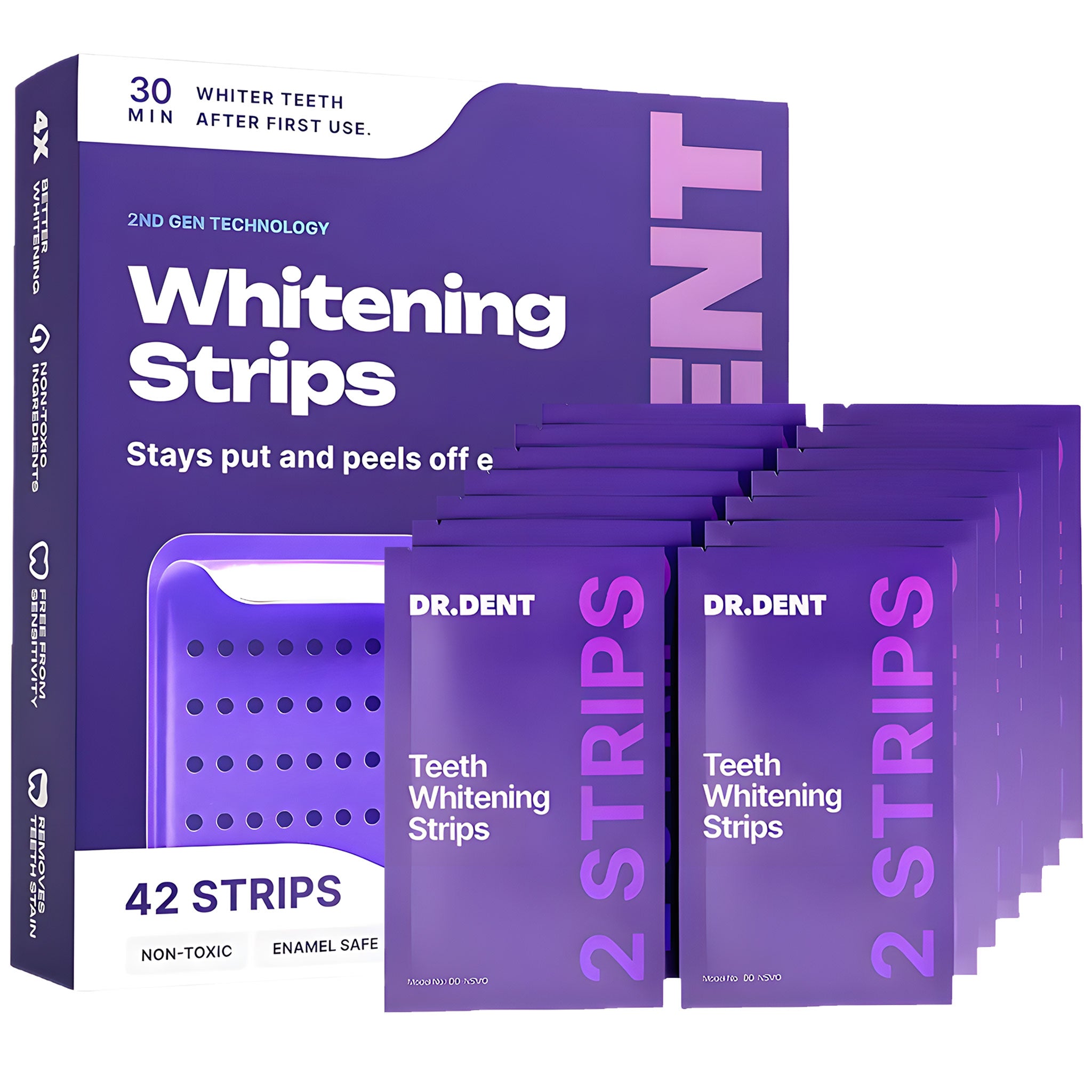 Dr. Dent Purple Teeth Whitening Enamel-Care Cleaning Strips