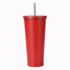 304 Stainless Steel Insulated Coffee Tumbler with Straw | Double Wall Vacuum Car Travel Mug with Gold Rim