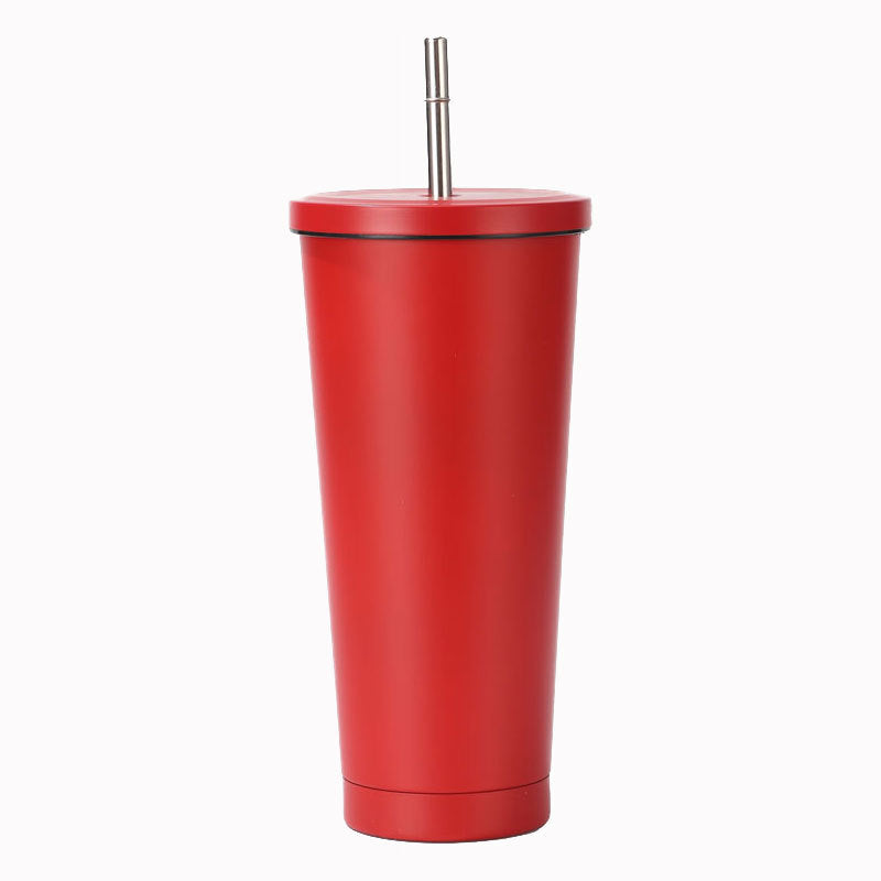 304 Stainless Steel Insulated Coffee Tumbler with Straw | Double Wall Vacuum Car Travel Mug with Gold Rim