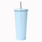304 Stainless Steel Insulated Coffee Tumbler with Straw | Double Wall Vacuum Car Travel Mug with Gold Rim