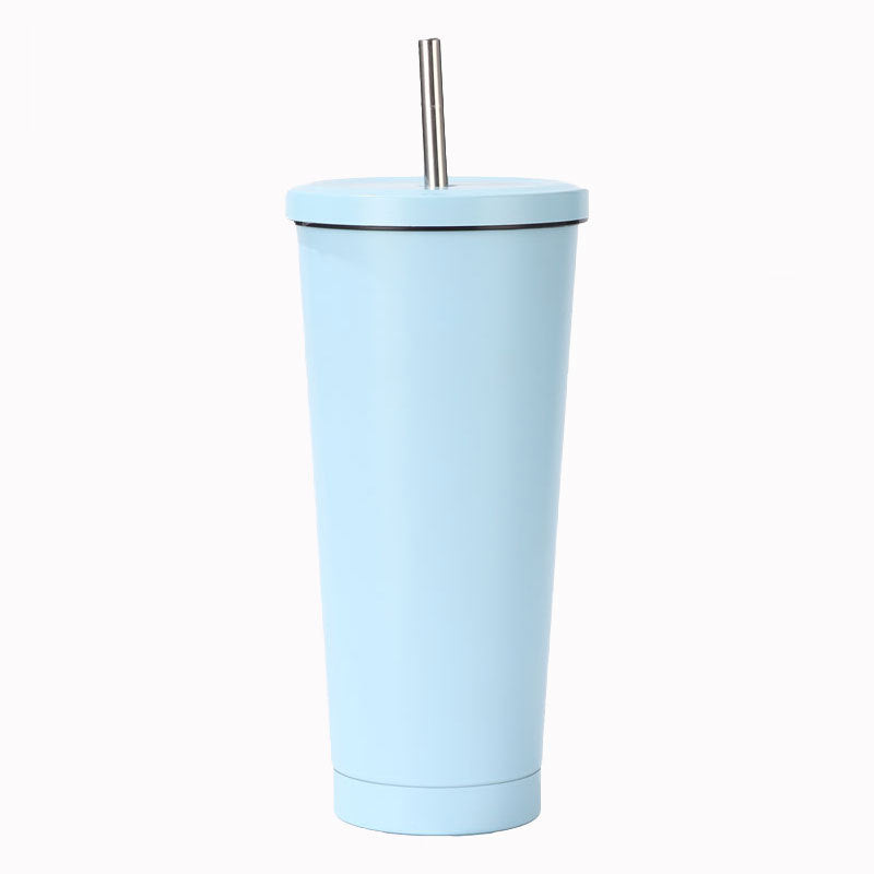 304 Stainless Steel Insulated Coffee Tumbler with Straw | Double Wall Vacuum Car Travel Mug with Gold Rim