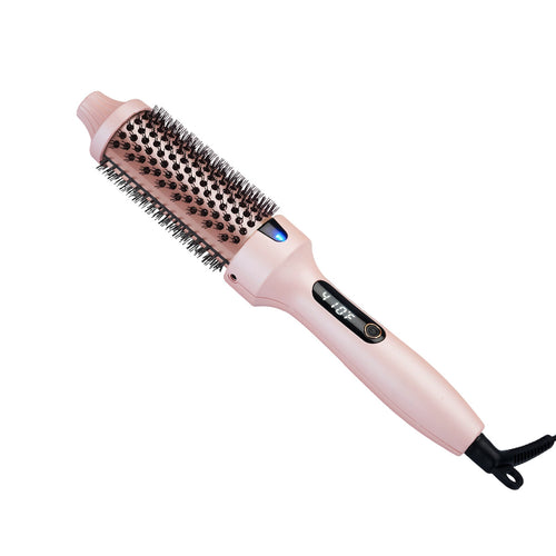 2-in-1 Hair Volumizing Brush | Straightening & Curling Iron | Bangs & Inner Curl Styling Tool
