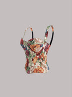 Women’s Floral Boned Corset Top | Slimming Waist Shapewear Bustier Camisole | Fashion Outerwear Crop Top