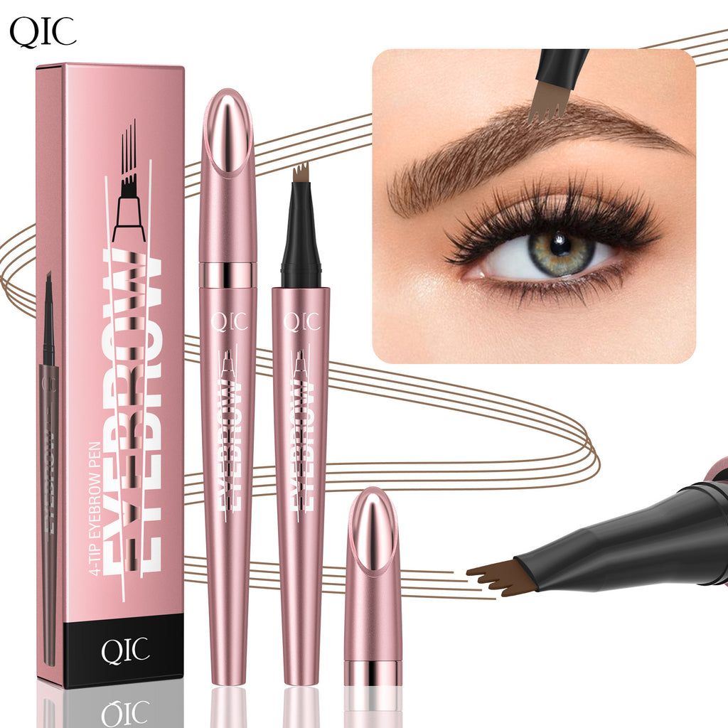 4-Tip Microblading Eyebrow Pen | Waterproof & Sweatproof Liquid Brow Pencil for Natural Hair-Like Brows