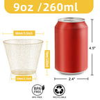 Gold Glitter Plastic Wine Glasses | Disposable Cocktail Cups for Parties, Weddings & Celebrations