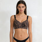 Full-Coverage Leopard Print Seamless Push-Up Bra