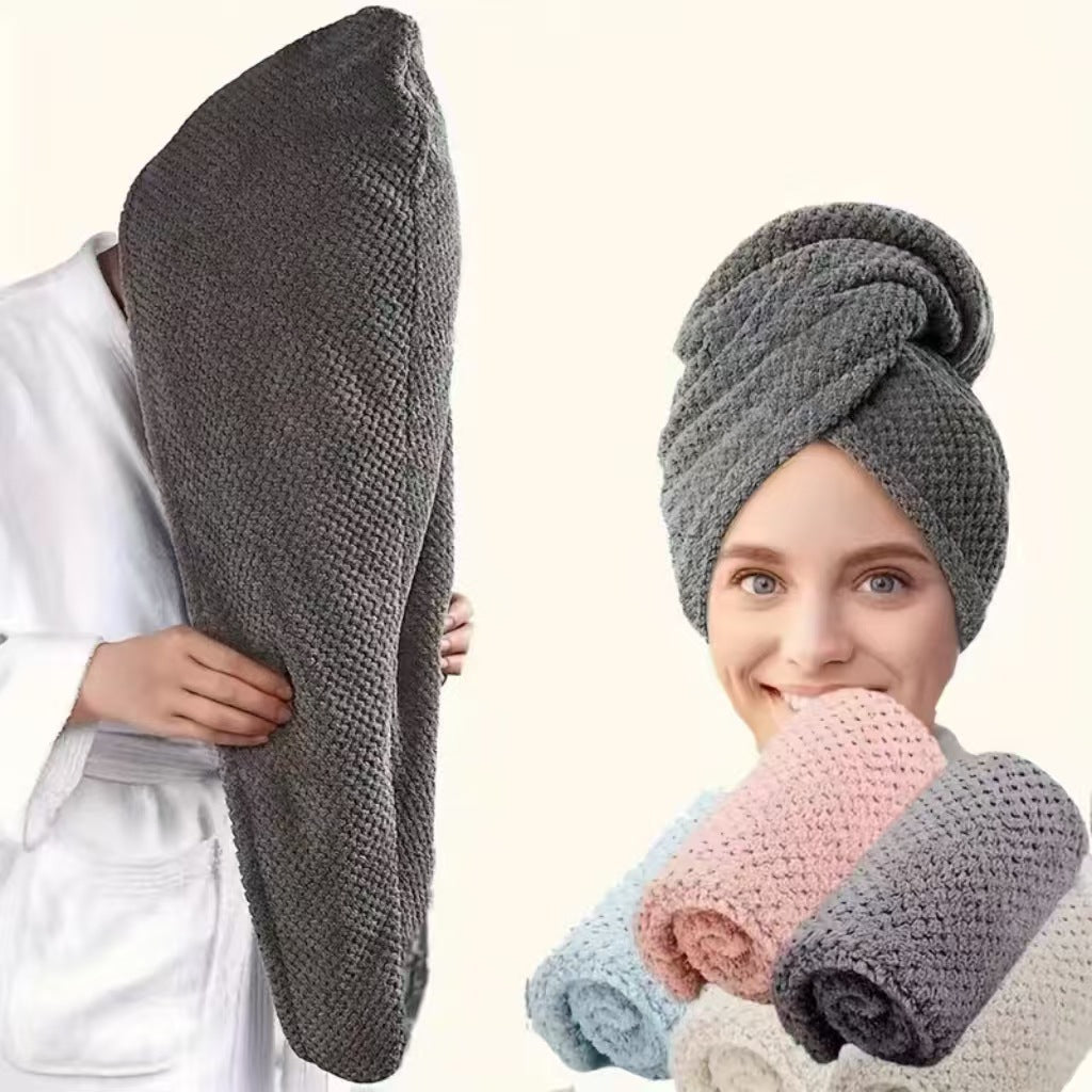 Women’s Thick Coral Fleece Hair Drying Towel Cap | Ultra Absorbent Quick-Dry Bath Turban | Anti-Shedding Hair Wrap