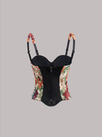 Women’s Floral Boned Corset Top | Slimming Waist Shapewear Bustier Camisole | Fashion Outerwear Crop Top