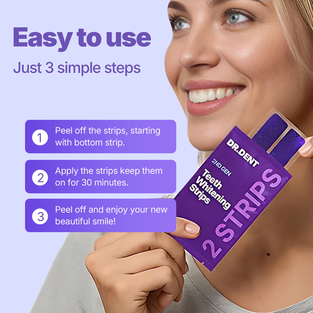 Dr. Dent Purple Teeth Whitening Enamel-Care Cleaning Strips