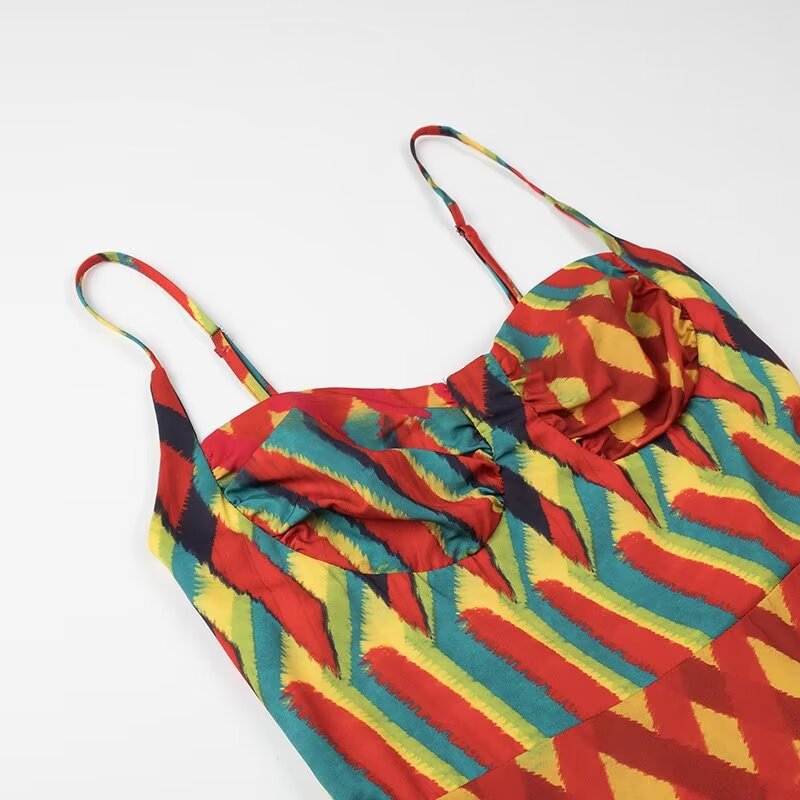 Women's Summer Printed Spaghetti Strap Dress | Elegant Fashion Sleeveless Sundress