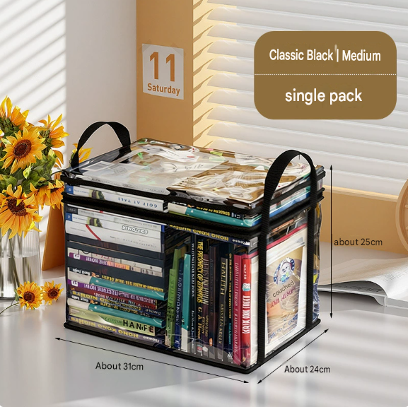 Clear Book Storage Box (Large Capacity)