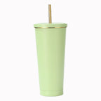 304 Stainless Steel Insulated Coffee Tumbler with Straw | Double Wall Vacuum Car Travel Mug with Gold Rim
