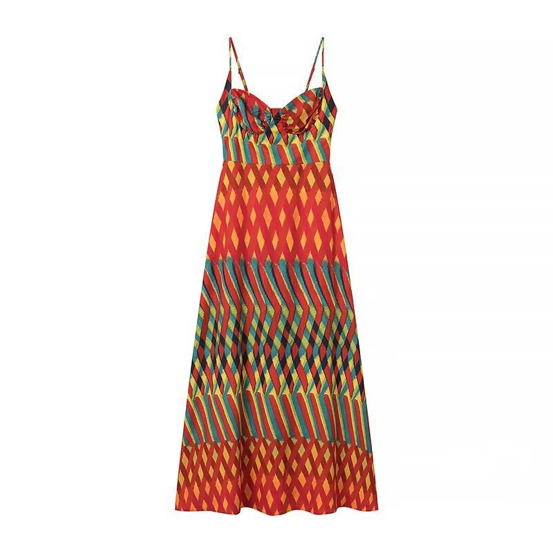 Women's Summer Printed Spaghetti Strap Dress | Elegant Fashion Sleeveless Sundress