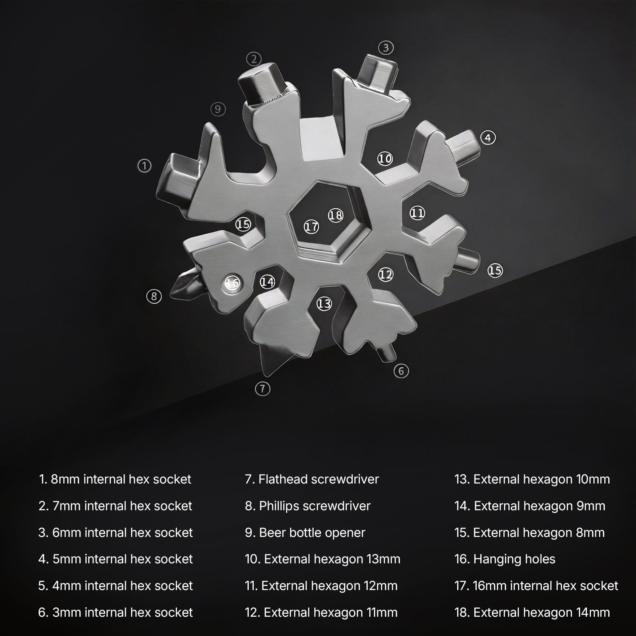 18-in-1 Multi-Function Hex Star Snowflake Wrench