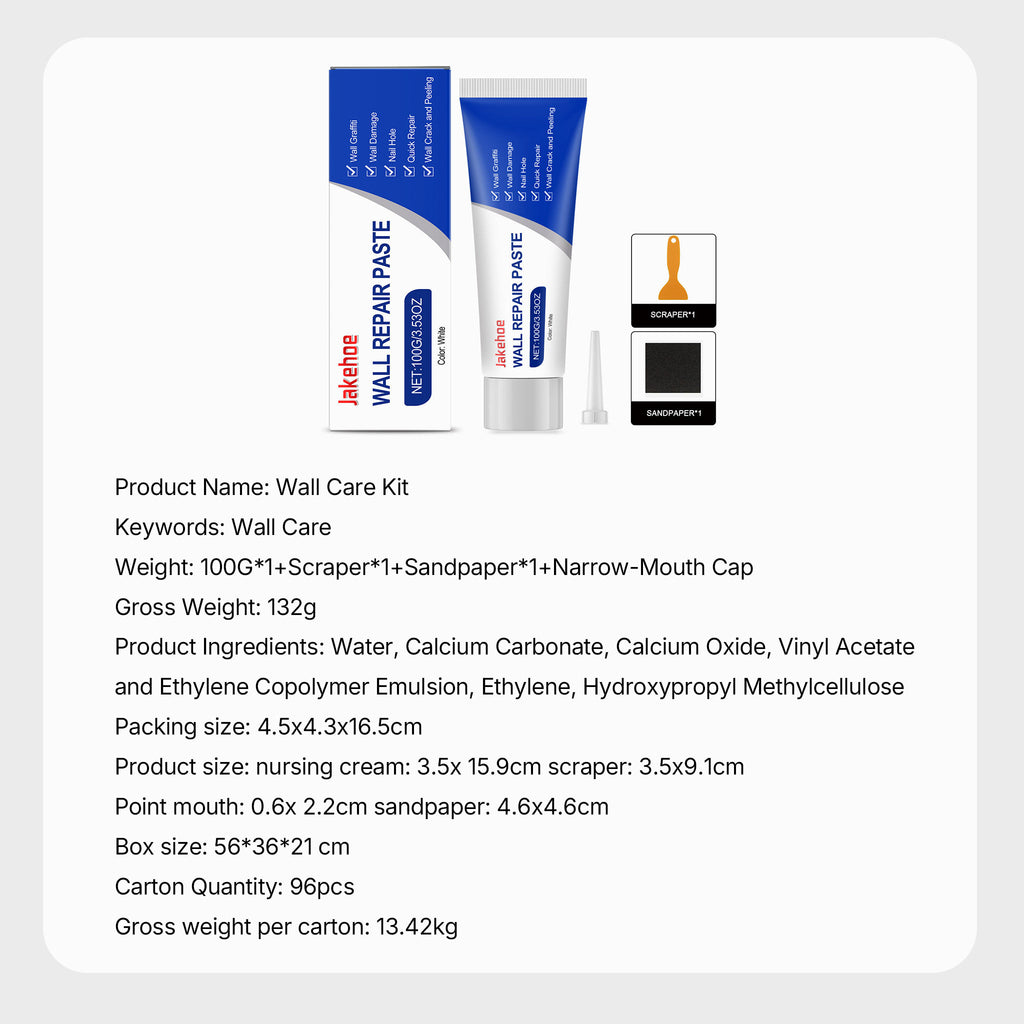 Jakehoe Wall Care Kit: Home Wall Stains & Graffiti Renovation, Paint Peeling & Crack Repair Cream