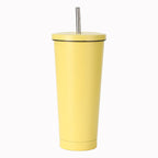 304 Stainless Steel Insulated Coffee Tumbler with Straw | Double Wall Vacuum Car Travel Mug with Gold Rim