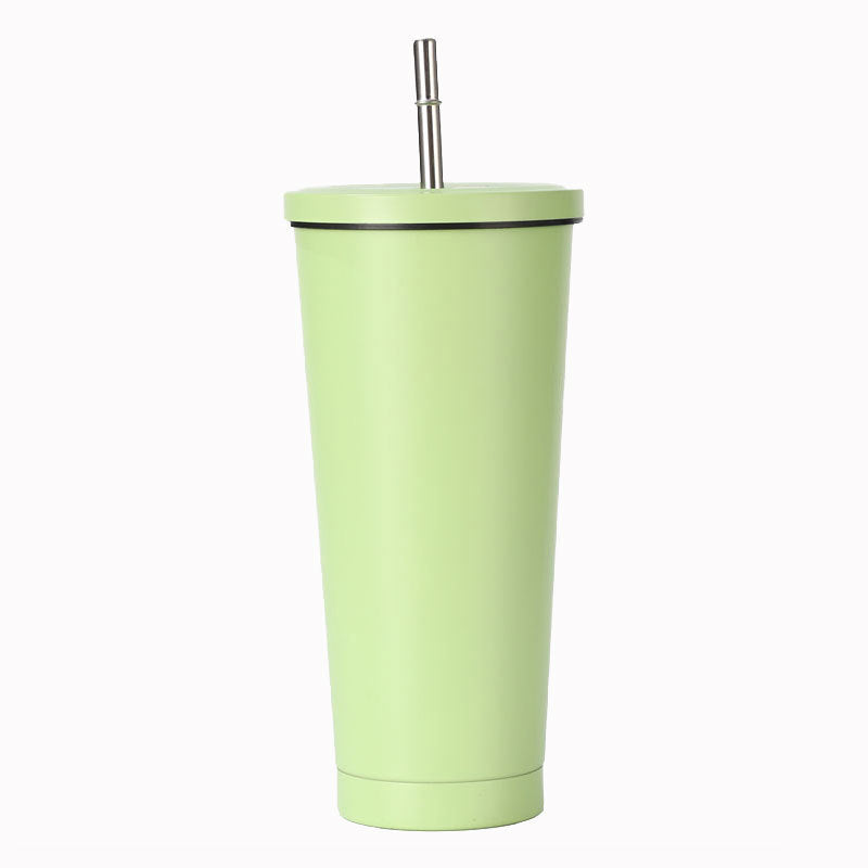 304 Stainless Steel Insulated Coffee Tumbler with Straw | Double Wall Vacuum Car Travel Mug with Gold Rim