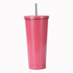 304 Stainless Steel Insulated Coffee Tumbler with Straw | Double Wall Vacuum Car Travel Mug with Gold Rim