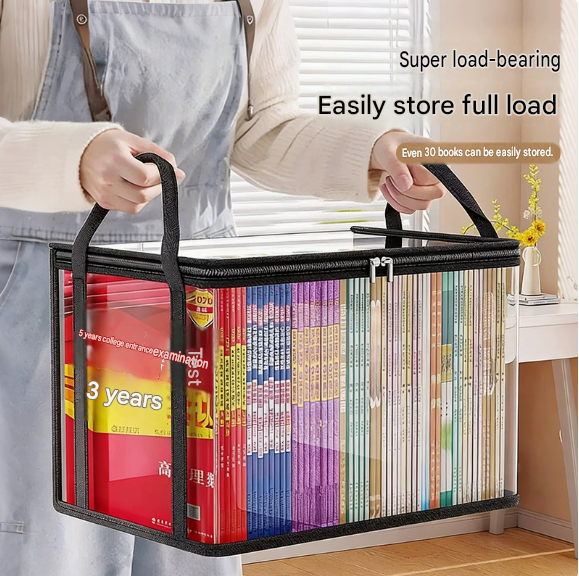 Clear Book Storage Box (Large Capacity)