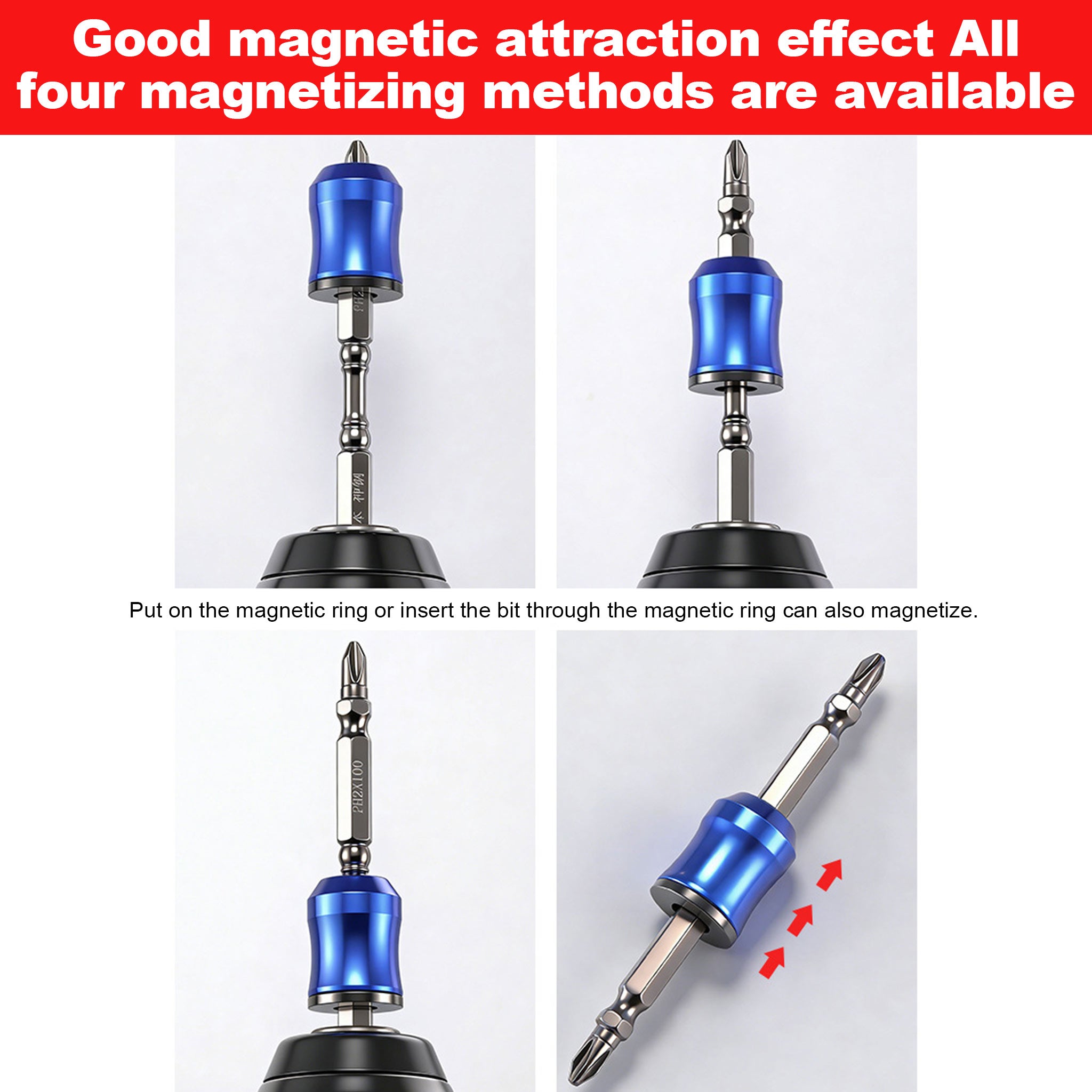 Aluminum Alloy Magnetic Bit Magnetizer/Demagnetizer | Strong Magnetic Screwdriver Bit Holder & Enhancer