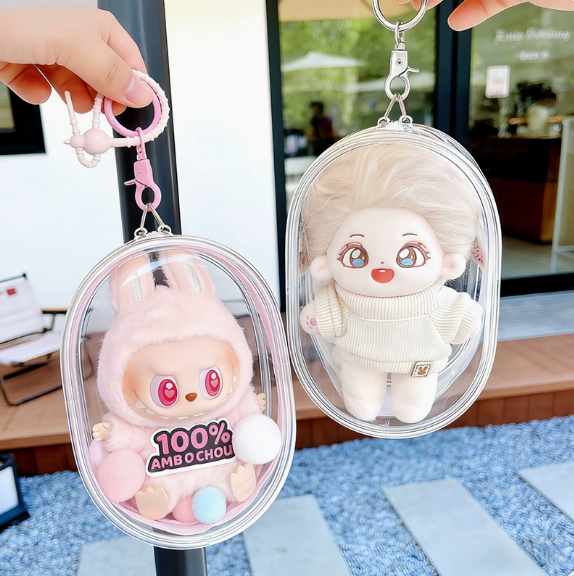 Transparent PVC Character Bag | Cute Keychain & Mini Storage Pouch