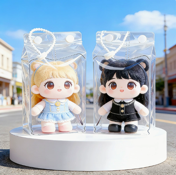 Transparent PVC Character Bag | Cute Keychain & Mini Storage Pouch