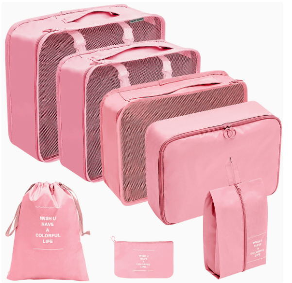 7-Piece Travel Bottles & Toiletry Organizer Set | Leakproof Cosmetic Travel Kit