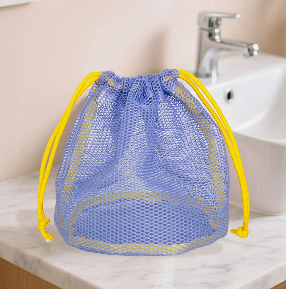 Dopamine Drawstring Makeup Bag | Portable Mesh Cosmetic Pouch