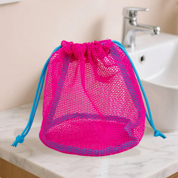 Dopamine Drawstring Makeup Bag | Portable Mesh Cosmetic Pouch