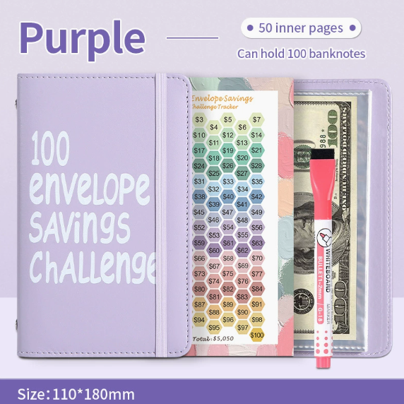 100-Day Savings Challenge Binder (A6, Pink)