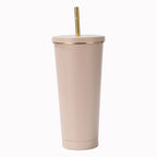 304 Stainless Steel Insulated Coffee Tumbler with Straw | Double Wall Vacuum Car Travel Mug with Gold Rim