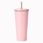 304 Stainless Steel Insulated Coffee Tumbler with Straw | Double Wall Vacuum Car Travel Mug with Gold Rim