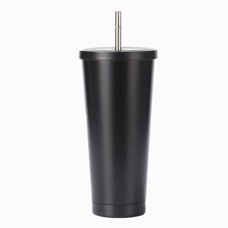 304 Stainless Steel Insulated Coffee Tumbler with Straw | Double Wall Vacuum Car Travel Mug with Gold Rim