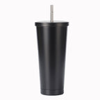 304 Stainless Steel Insulated Coffee Tumbler with Straw | Double Wall Vacuum Car Travel Mug with Gold Rim